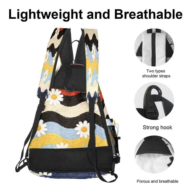 Striped Daisy Pickleball Backpack: Convertible Sling Bag, Lightweight and Adjust