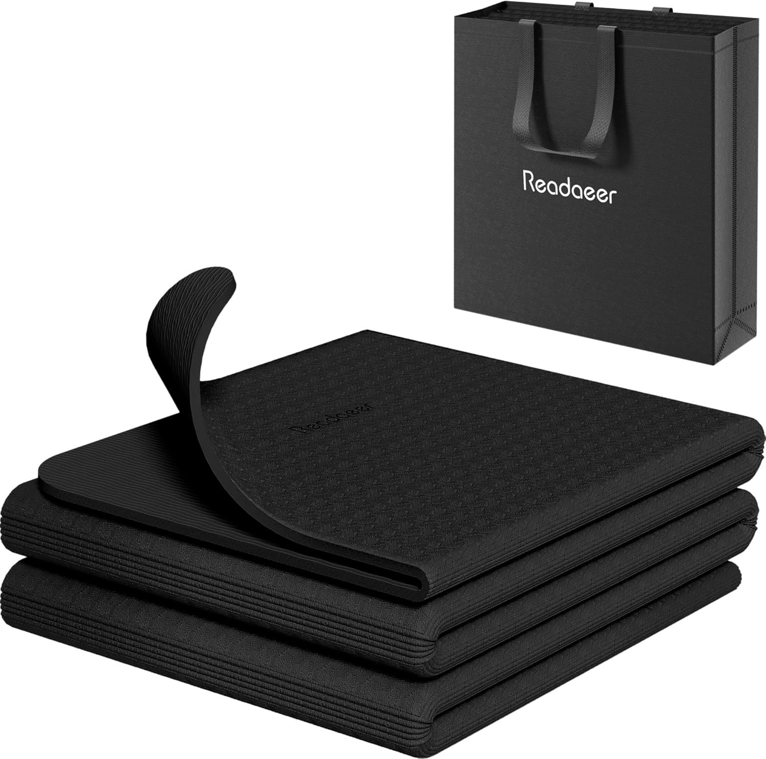Foldable Yoga Mat for Travel Folding Yoga Mat 6mm Thick with Carrying Bag, No…