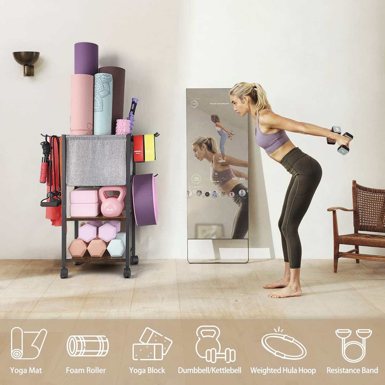 Yoga Mat Storage Rack Home Gym Equipment Workout Equipment Storage Organizer …