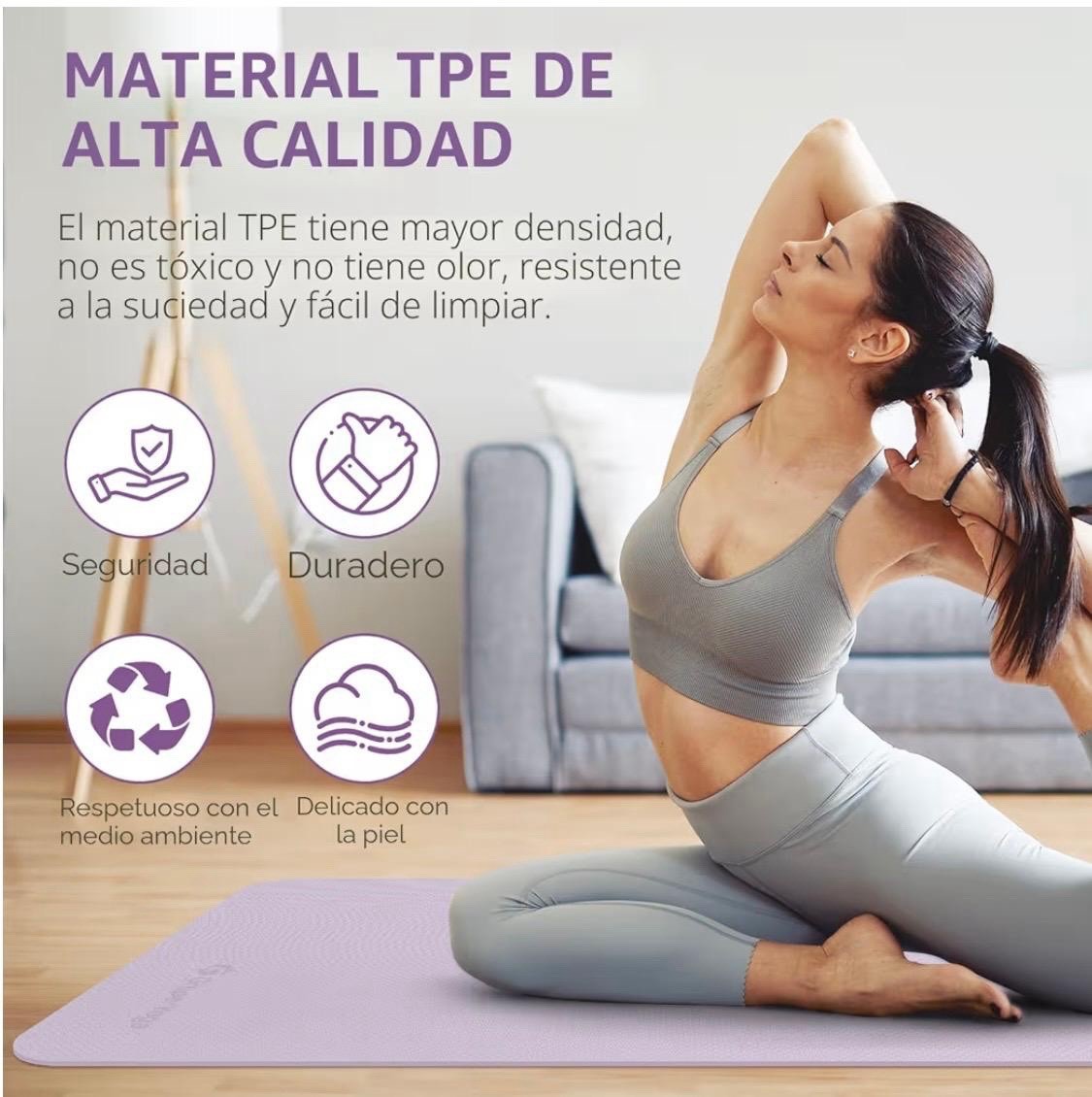 GruperYoga TPE Yoga Mat 72×24 6mm Purple Waterproof Tear Resistant w/Bag