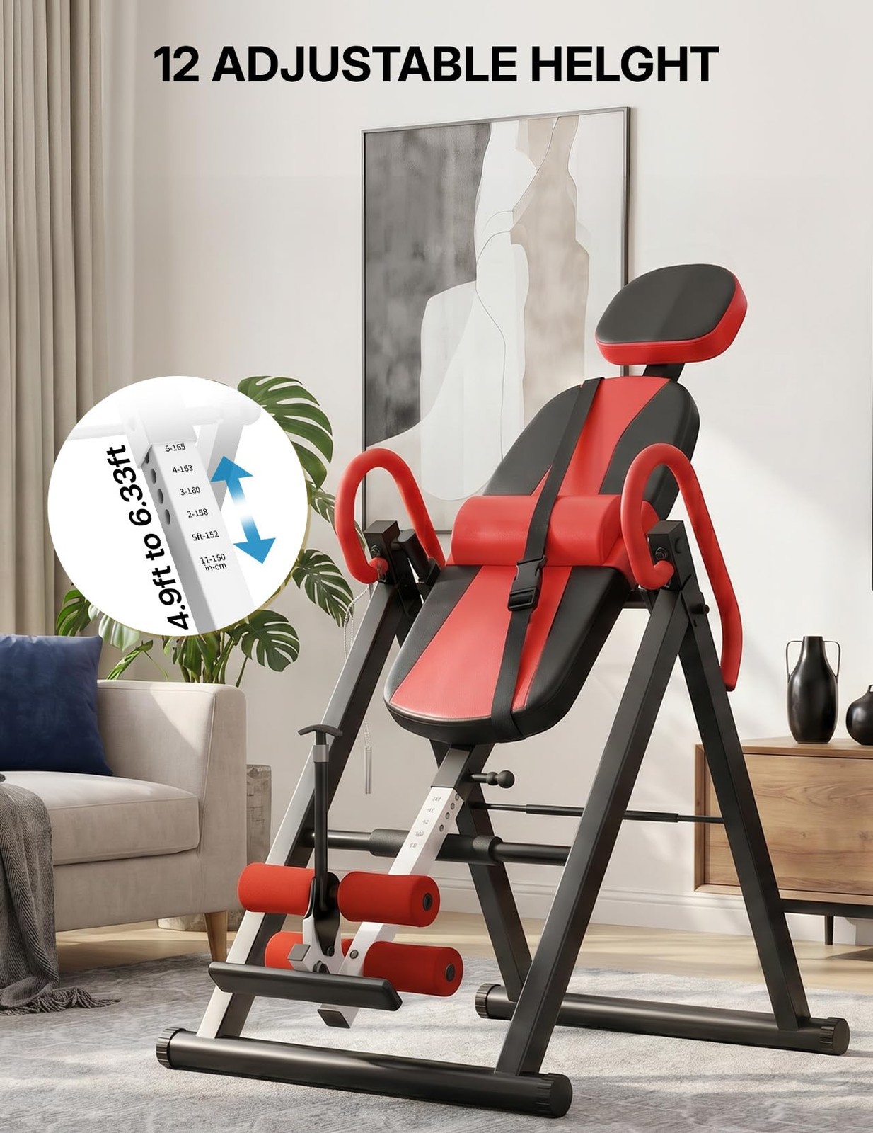 Gravity Heavy Duty Inversion Table with Headrest & Adjustable Protective Belt…