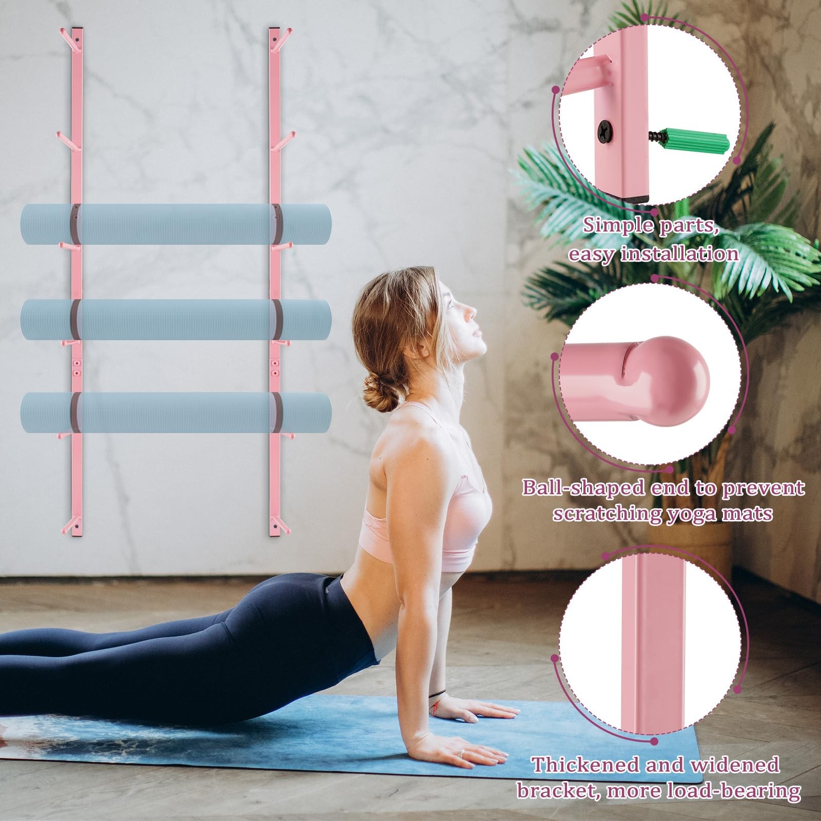 Yoga Mat Holder Wall Mount Storage Organizer Foam Rollers Ski Board Rack