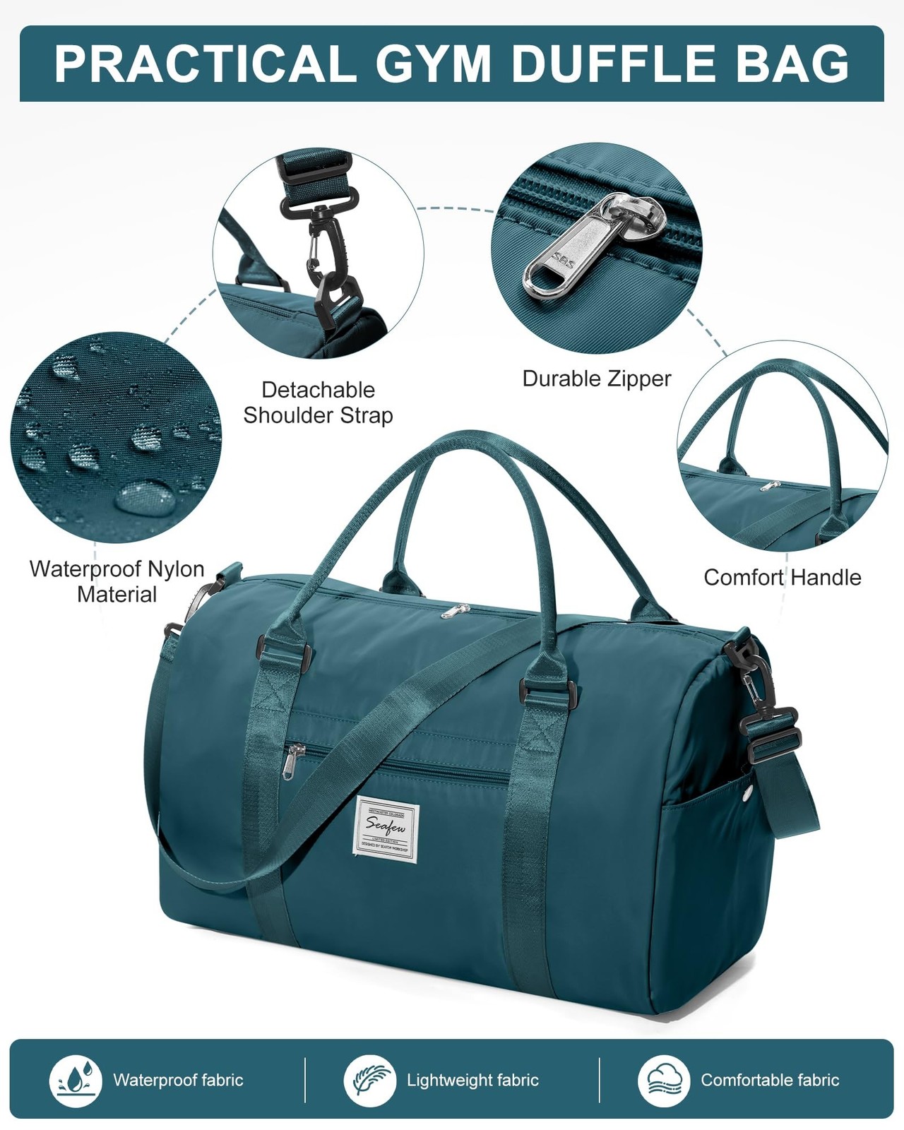 Gym Bag Womens Mens with Shoes Compartment and Wet Pocket Travel Duffel Bag f…