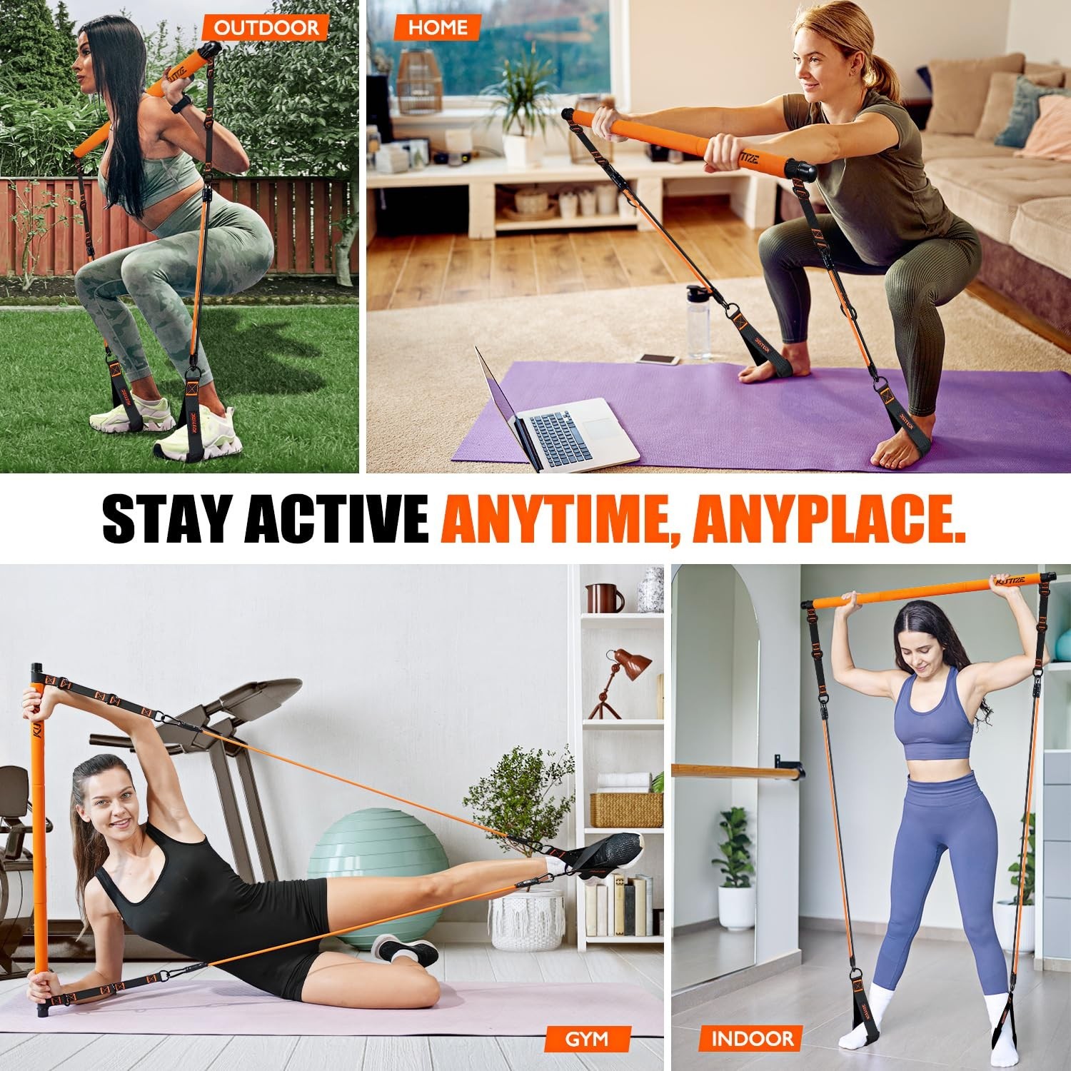 Pilates Bar Kit with Resistance Bands, Pilates Equipment, Multifunctional Pil…