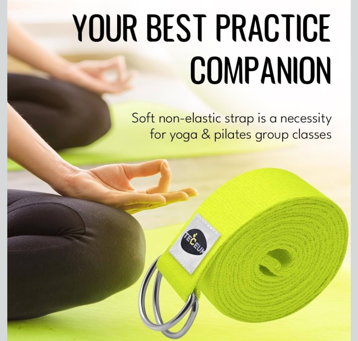 TECEUM Yoga Strap & Mat Strap – 2 IN 1 – Cotton – 10 ft..