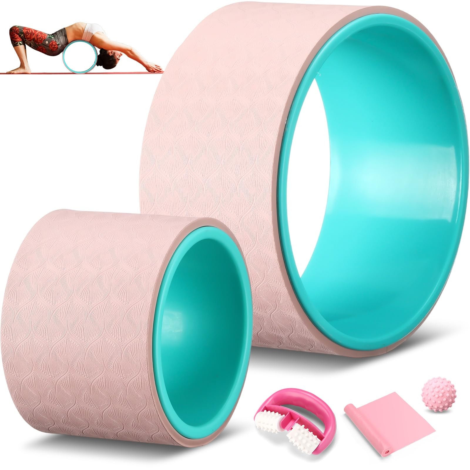 5 Pack Yoga Wheel Set Back Stretcher Wheel for Deep Tissue Massage Foam Rolle…