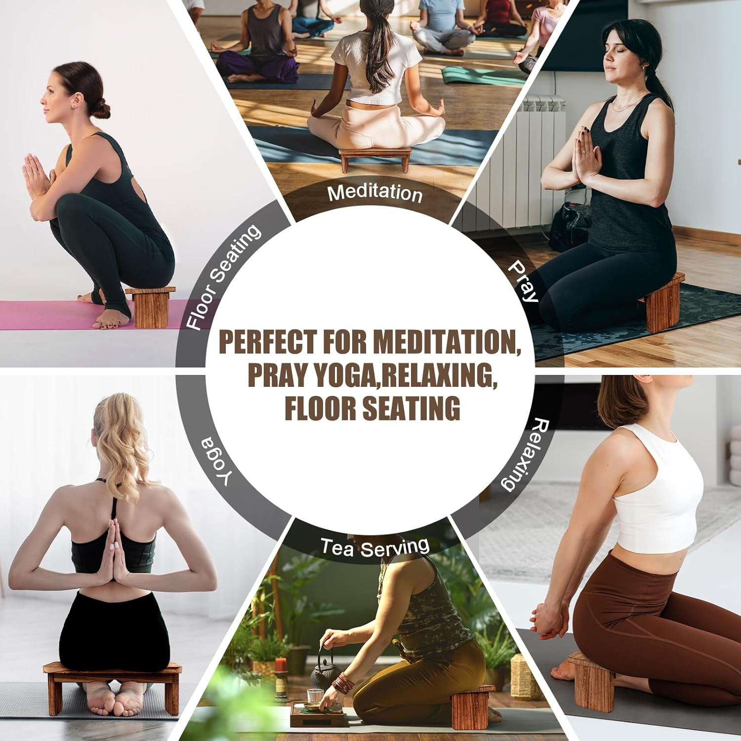 YERGOFE Folding Yoga Meditation Bench – Yoga Kneeling Bench for Adult, Wooden…