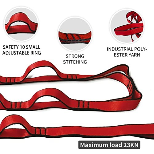 Aerial Yoga Hammock Daisy Chains Strap, Strong 22kN Adjustable 40&Prime;×0.79&Prime; Red