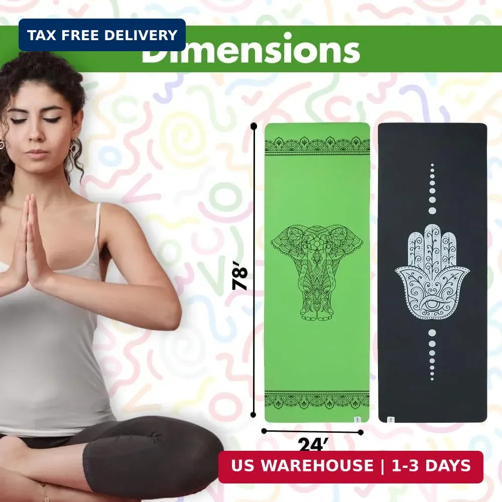 Yoga Mat – Premium 6mm Print Reversible Extra Thick and Large Non Slip Exercise