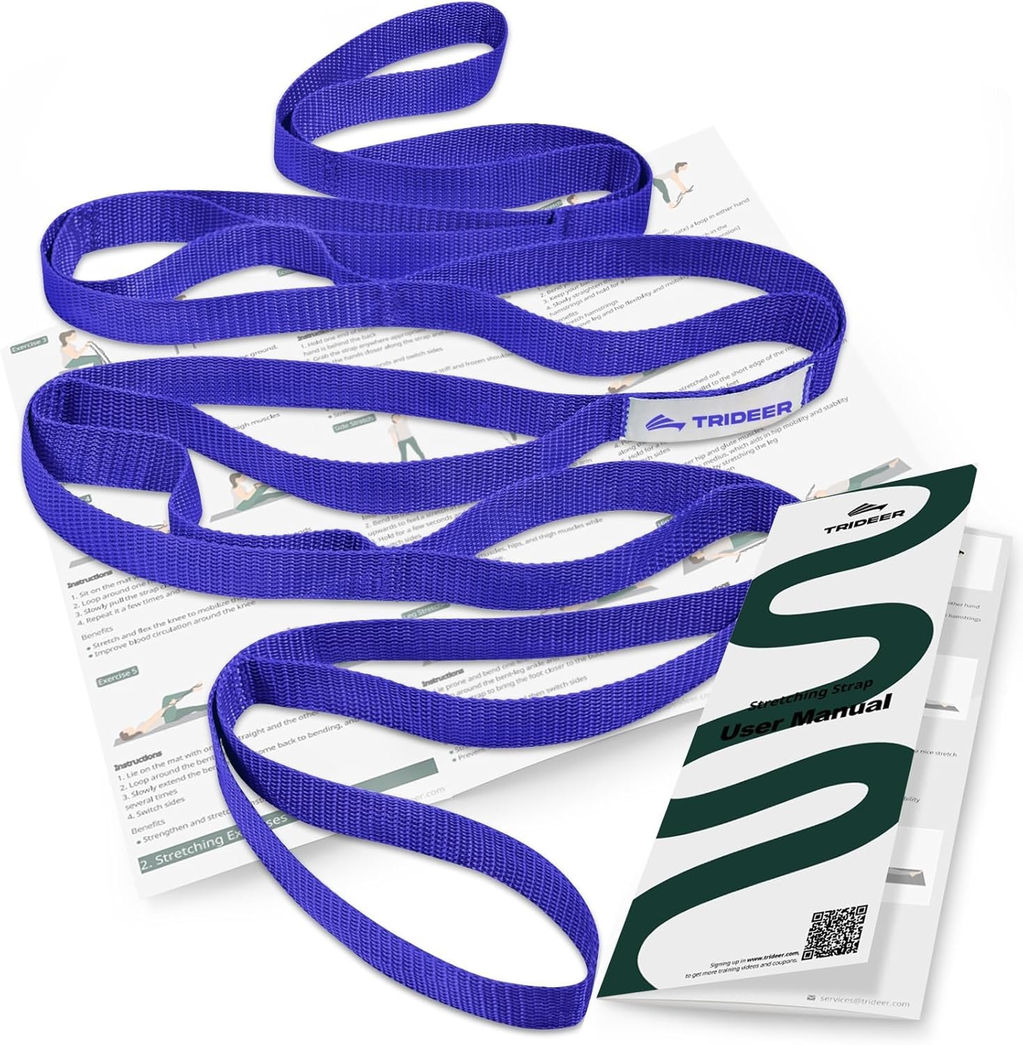 Sturdy Stretching Strap with Adjustable Loops for Controlled Mobility Exercises