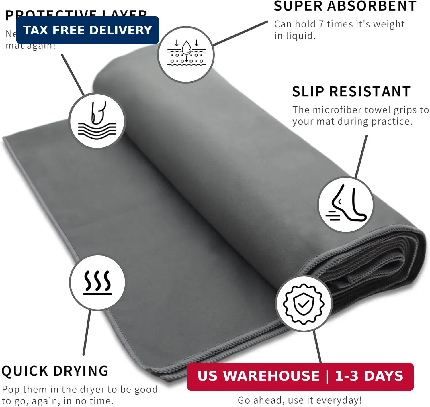 MIAOMIAO Non-Slip Hot Yoga Towel Set,Super Absorbent Microfiber in, 24.5&Prime; x 72&Prime;