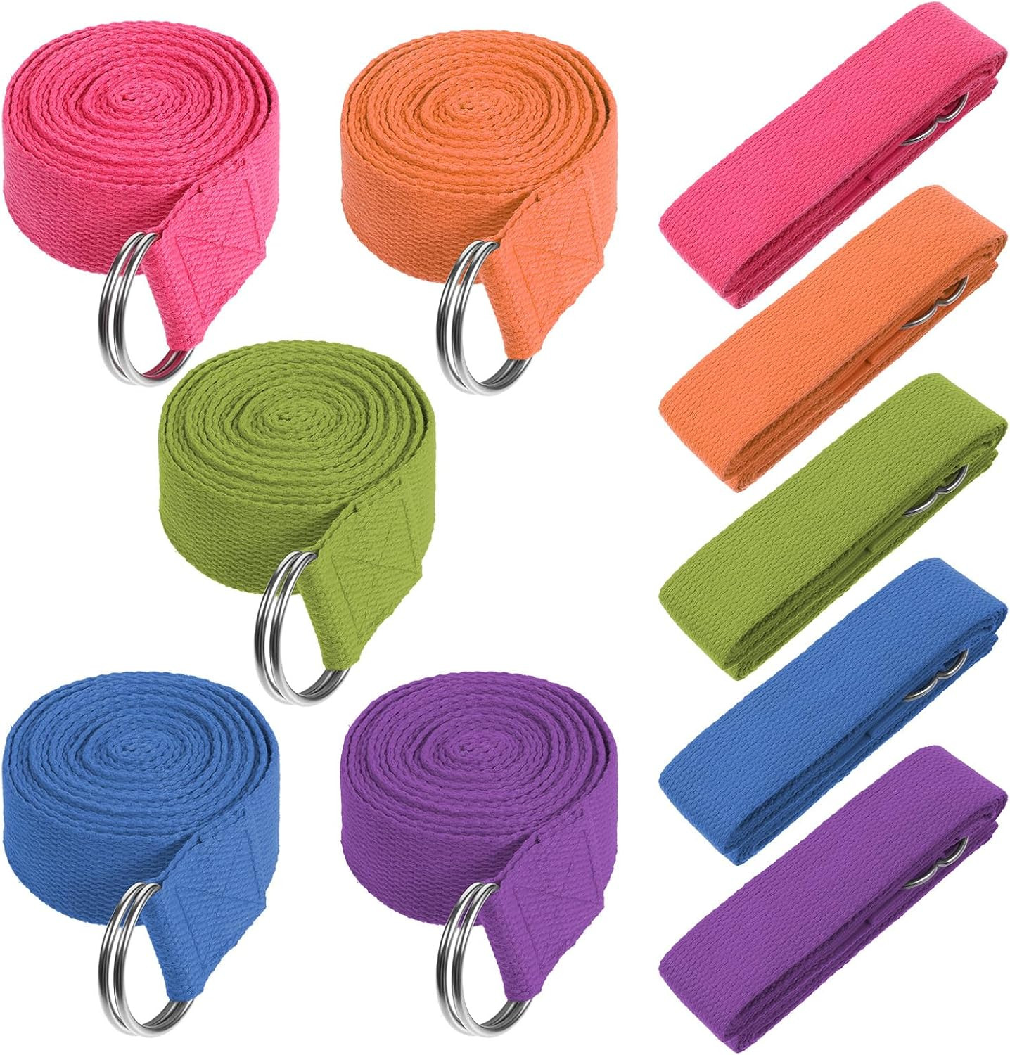 10 Pcs Yoga Strap for Stretching Bulk 8 Ft Cotton Polyester Stretch Band with Me