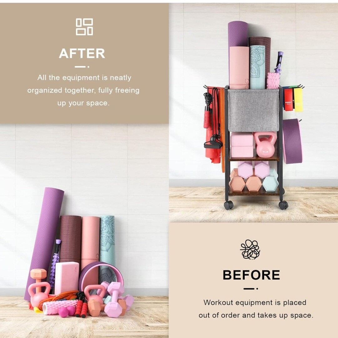 Yoga Mat Storage Rack Home Gym Equipment Workout Equipment Organizer Yoga Mat…