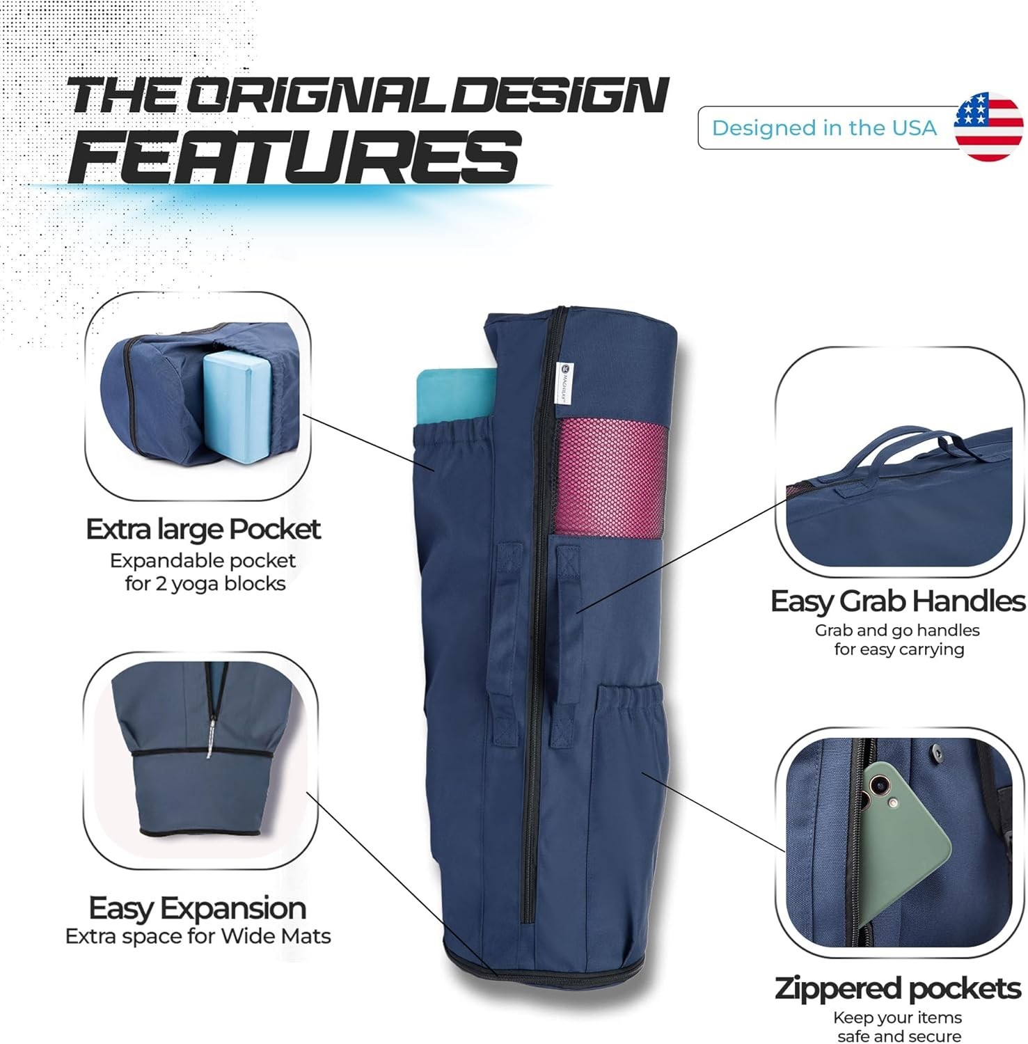 Yoga Mat Bag for Women and Men, Fits Mats and Accessories