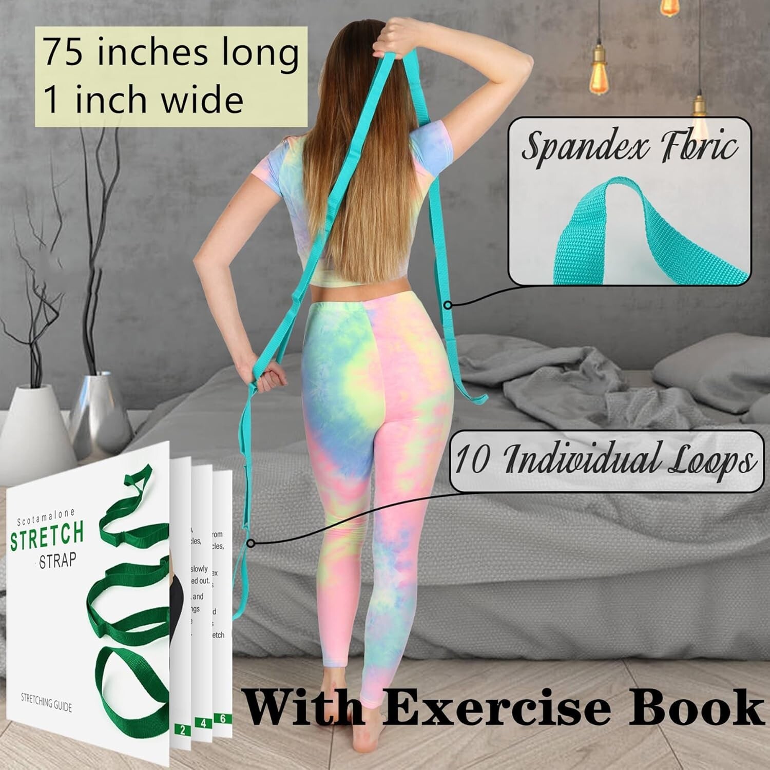 Stretching Strap Yoga Strap Physical Therapy for Home Workout, Exercise, Pilates