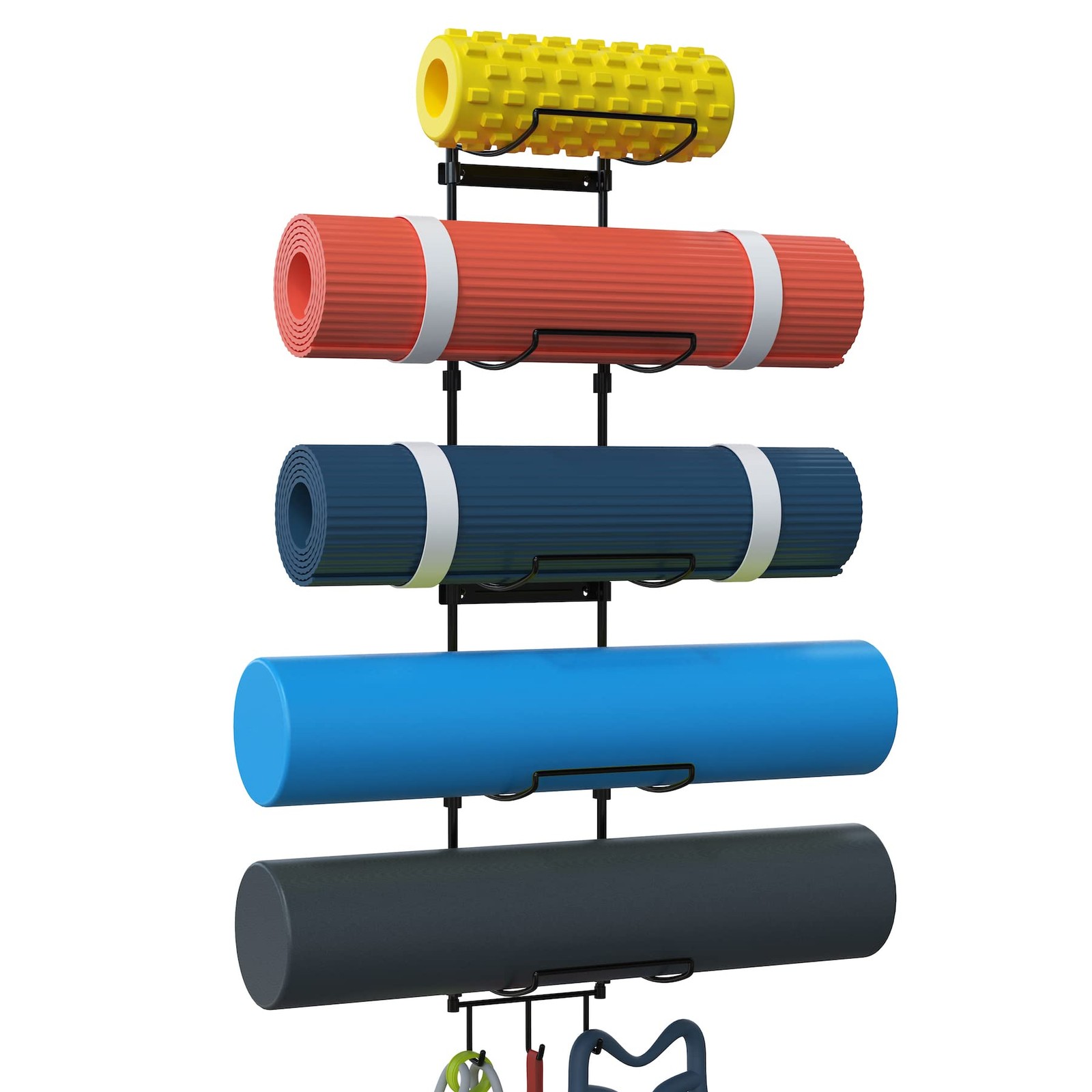 Kesito Yoga Mat Holder Wall Mount, Wall Rack Organizer, Storage Foam Roller a…
