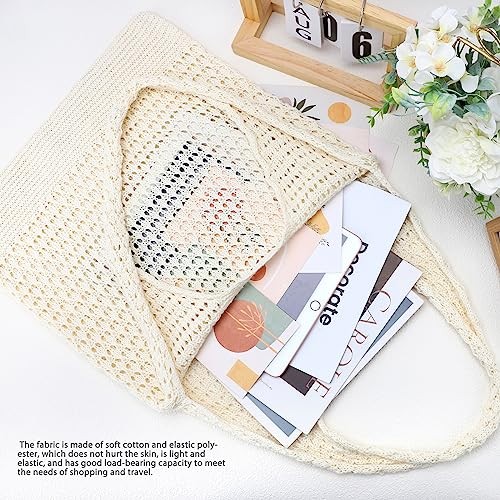 Crochet Bags for Women – Summer Beach Tote, Aesthetic Hippie Knit Bag Beige
