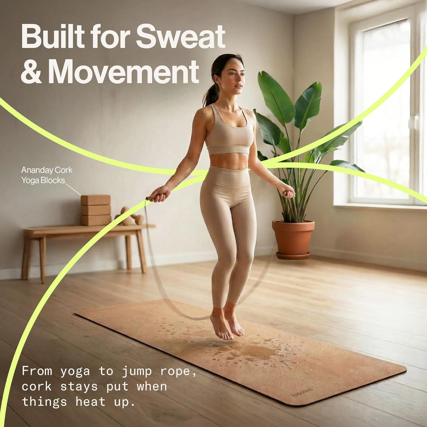 Eco-Friendly Cork Yoga Mat – Non-Slip, Cushioned for Hot Yoga & Pilates