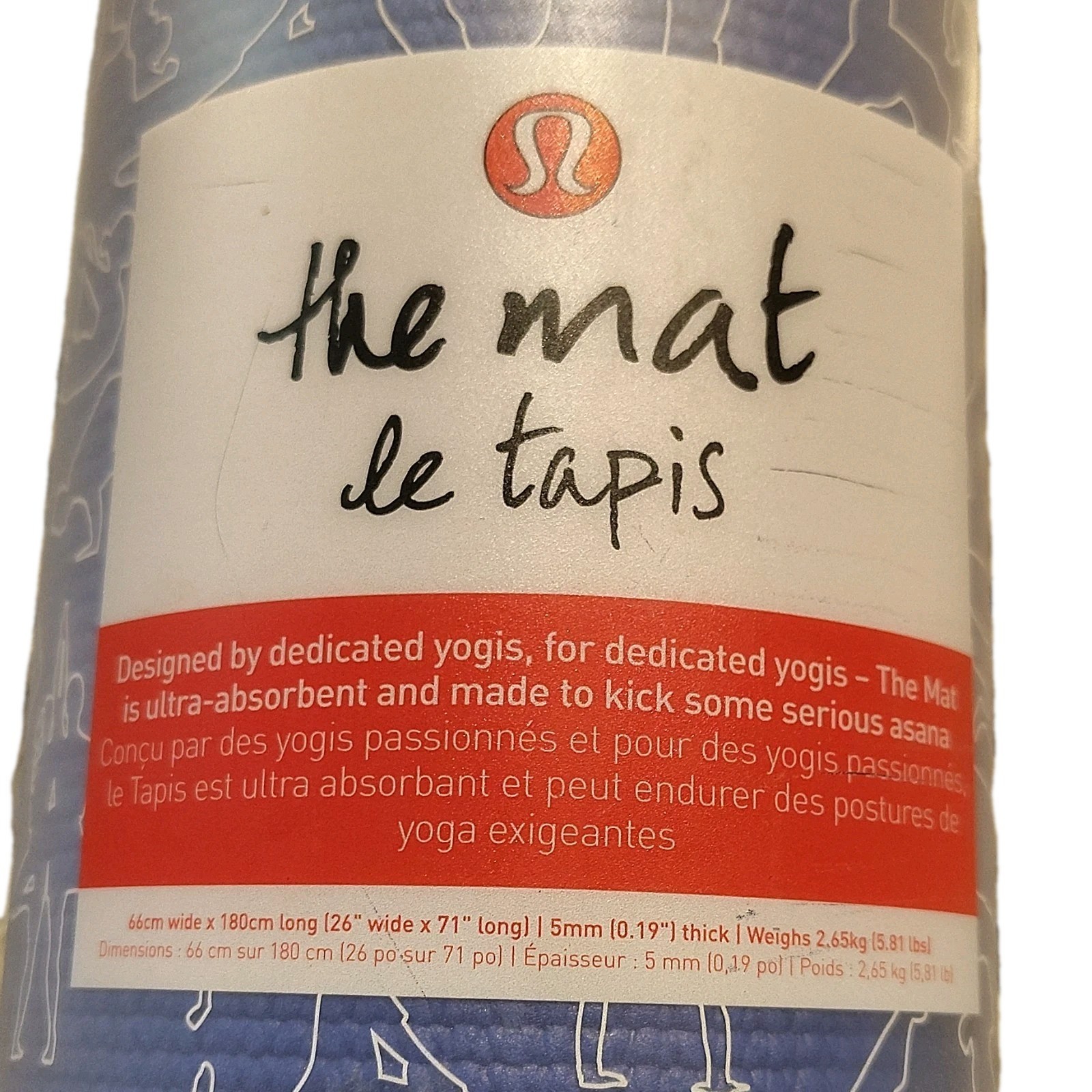 lululemon The Mat Blue Yoga Mat 26 x 71 in 5mm Anti-Microbial Absorbent