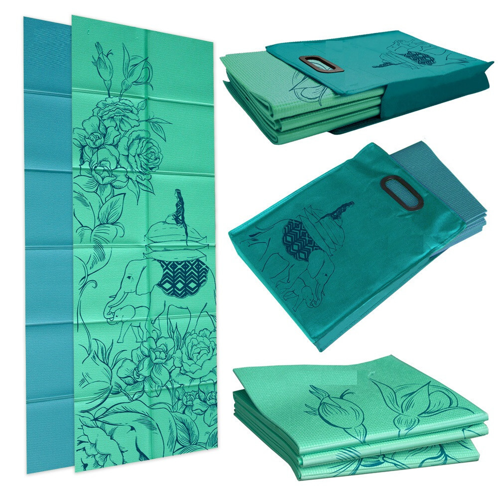 Versatile folding eco-friendly yoga mat with reusable soft cloth tote