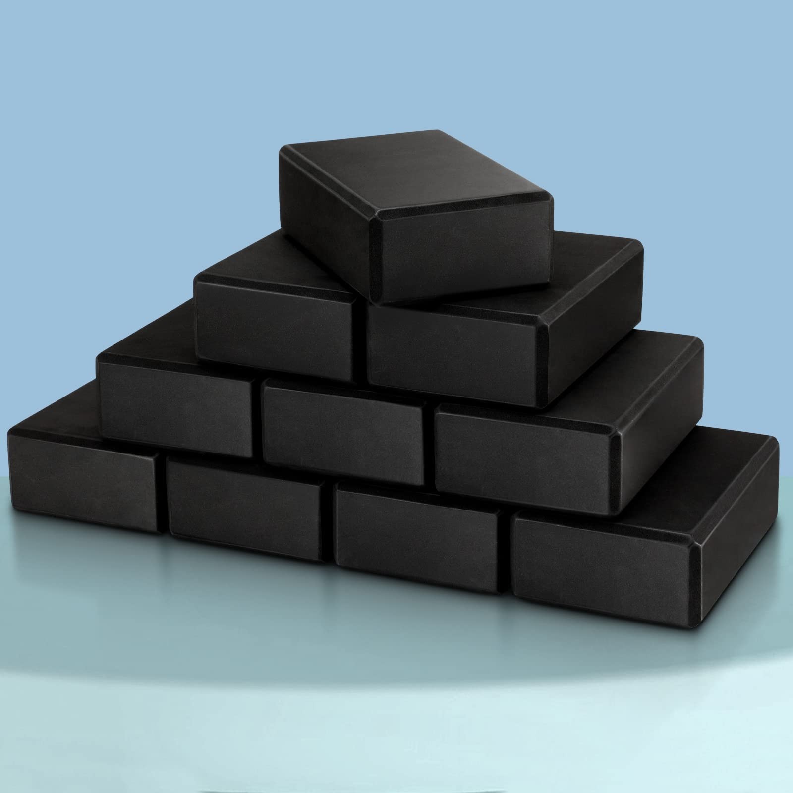 10 Pcs Foam EVA Yoga Blocks Lightweight Non Slip Supportive 120g, Black