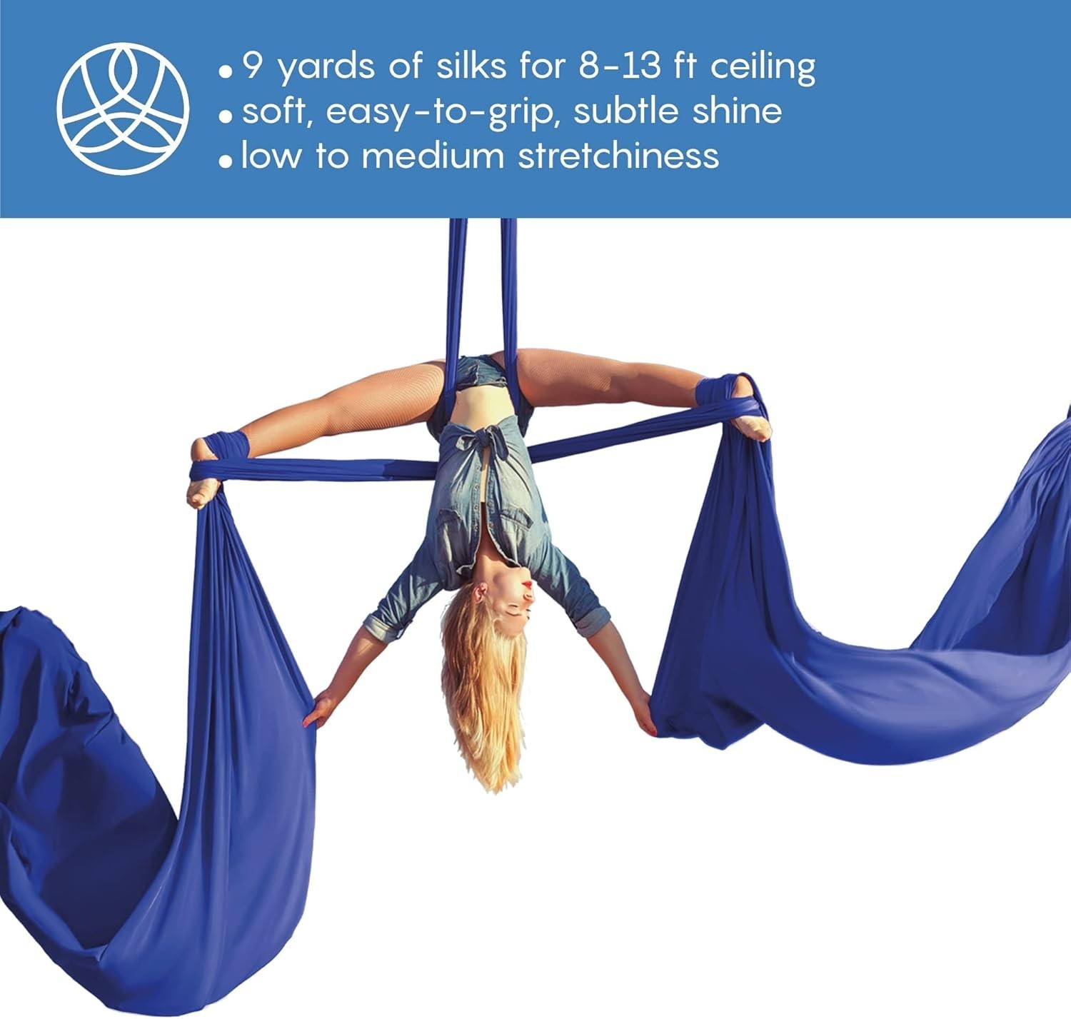 Aerial Silks Starter Kit – Durable 9 Yards of Aerial Yoga Hammock with Hardware