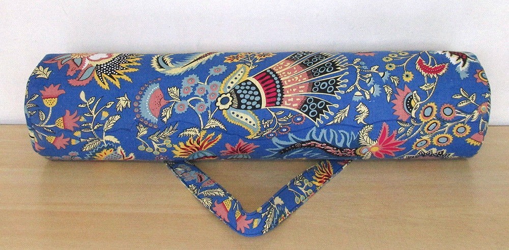 Indian Blue Mukut Yoga Mat Carrier Bag Mandala Large Shoulder Strap