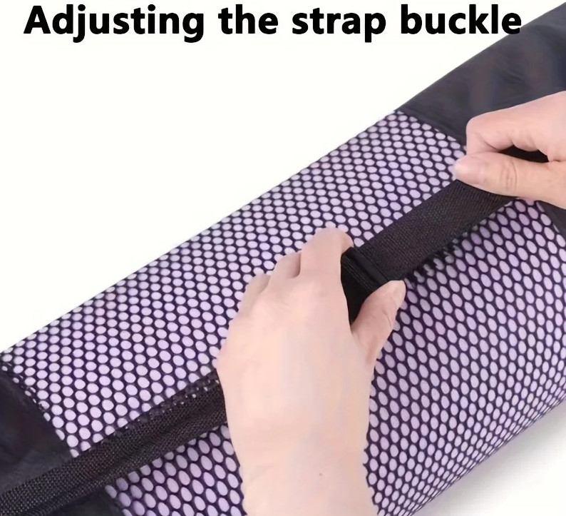 Breathable Yoga Mat Mesh Bag with Shoulder Strap Durable Oxford Fabric Black