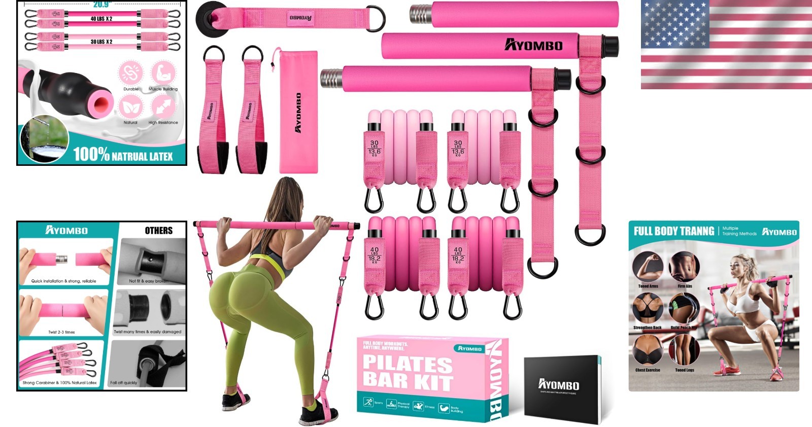 Portable Pilates Bar Kit – Non-slip Grip & Resistance Bands for Complete Fitness