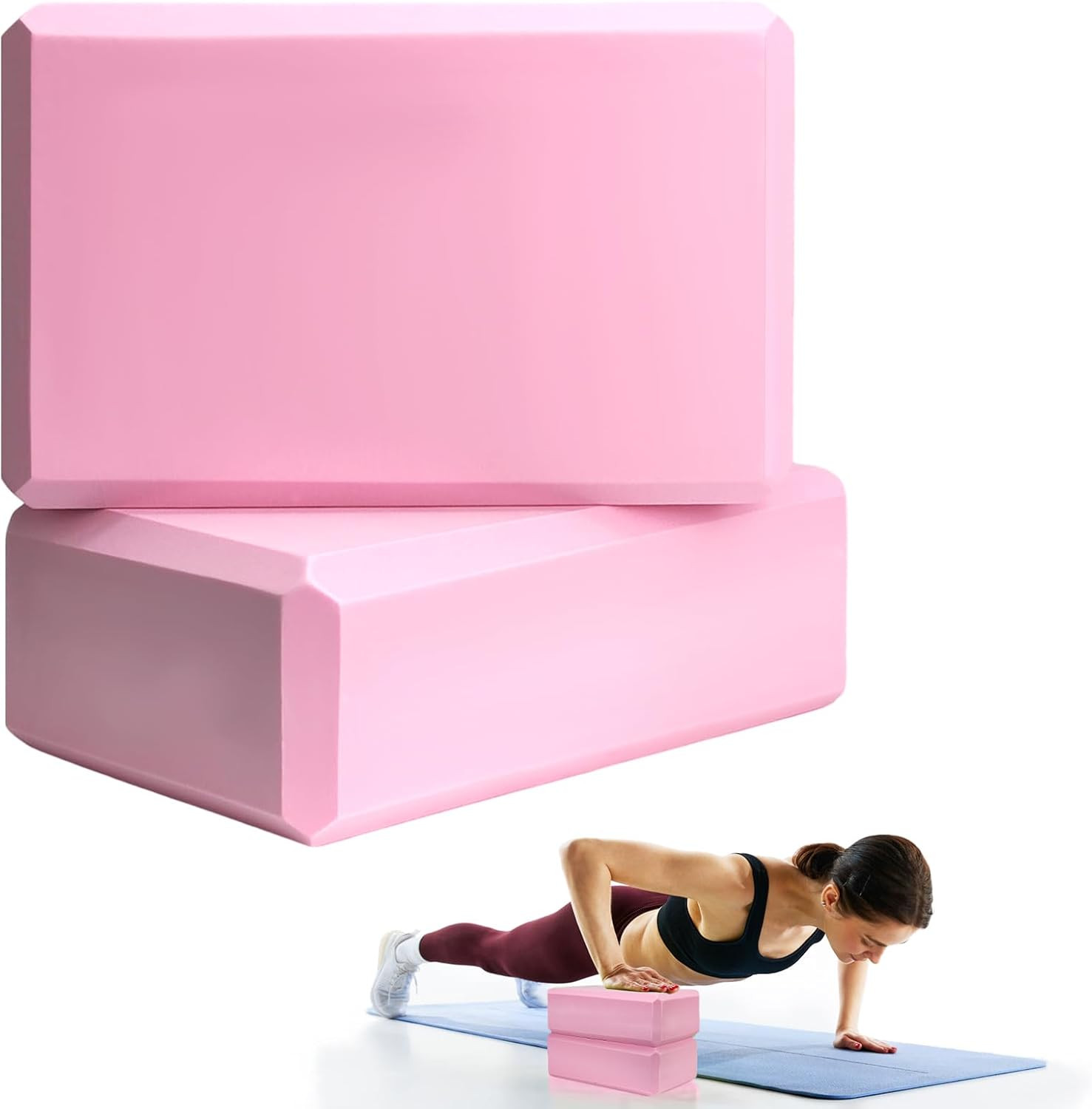 2 Pcs Yoga Blocks, 9&Prime;X6&Prime;X3&Prime; Foam Blocks Yoga Props for Pilates Stretching and Me