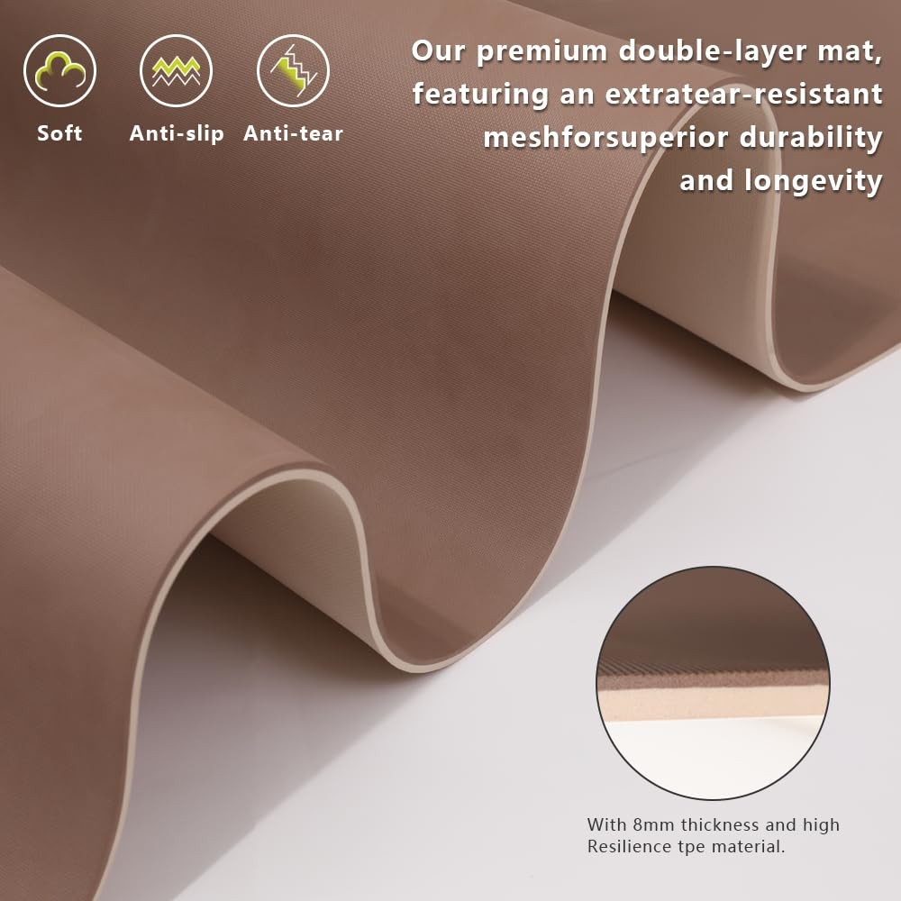 Yoga Mat Non-Slip Extra Thick 1/3&Prime; Wide 72 x 32 inches, milky coffee