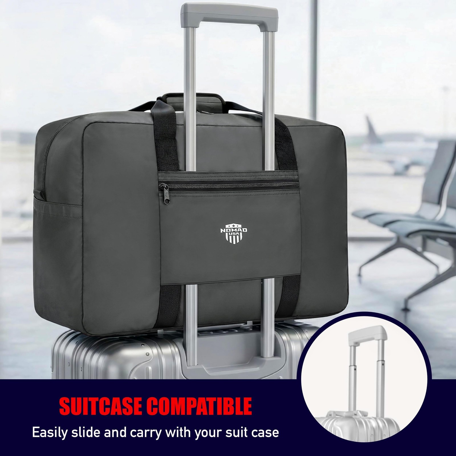 Nomad USA Expandable Travel Tote Bag for Men/Women 22L Weekender Overnight Ca…