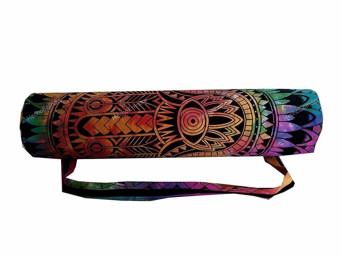 Multi Color Handmade Mandala Tie Dye Indian Large Yoga Mat Carrier Bag Gym Bag