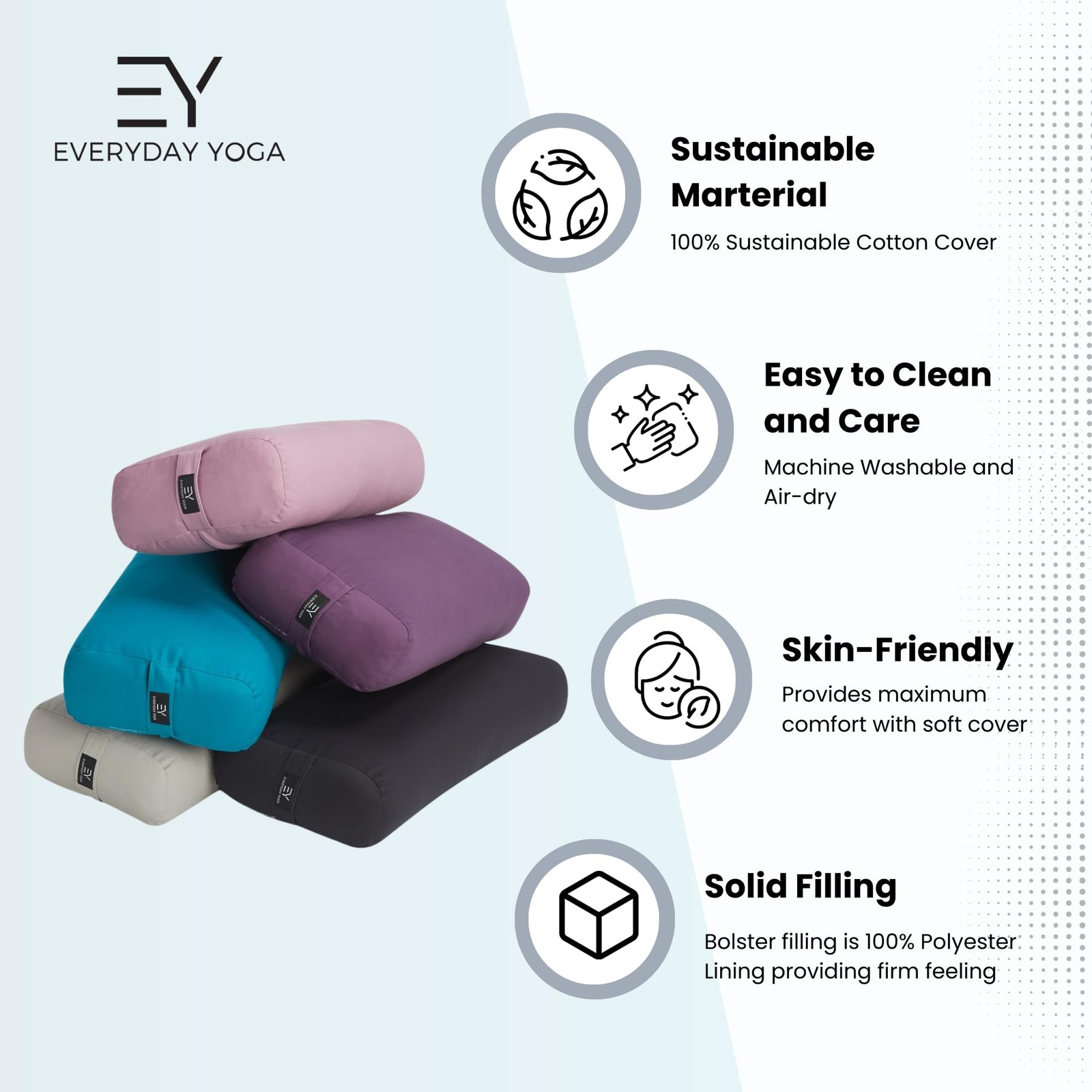 Premium Bolster, Soft & Supportive Meditation Pillow with Carry Handle, Light…