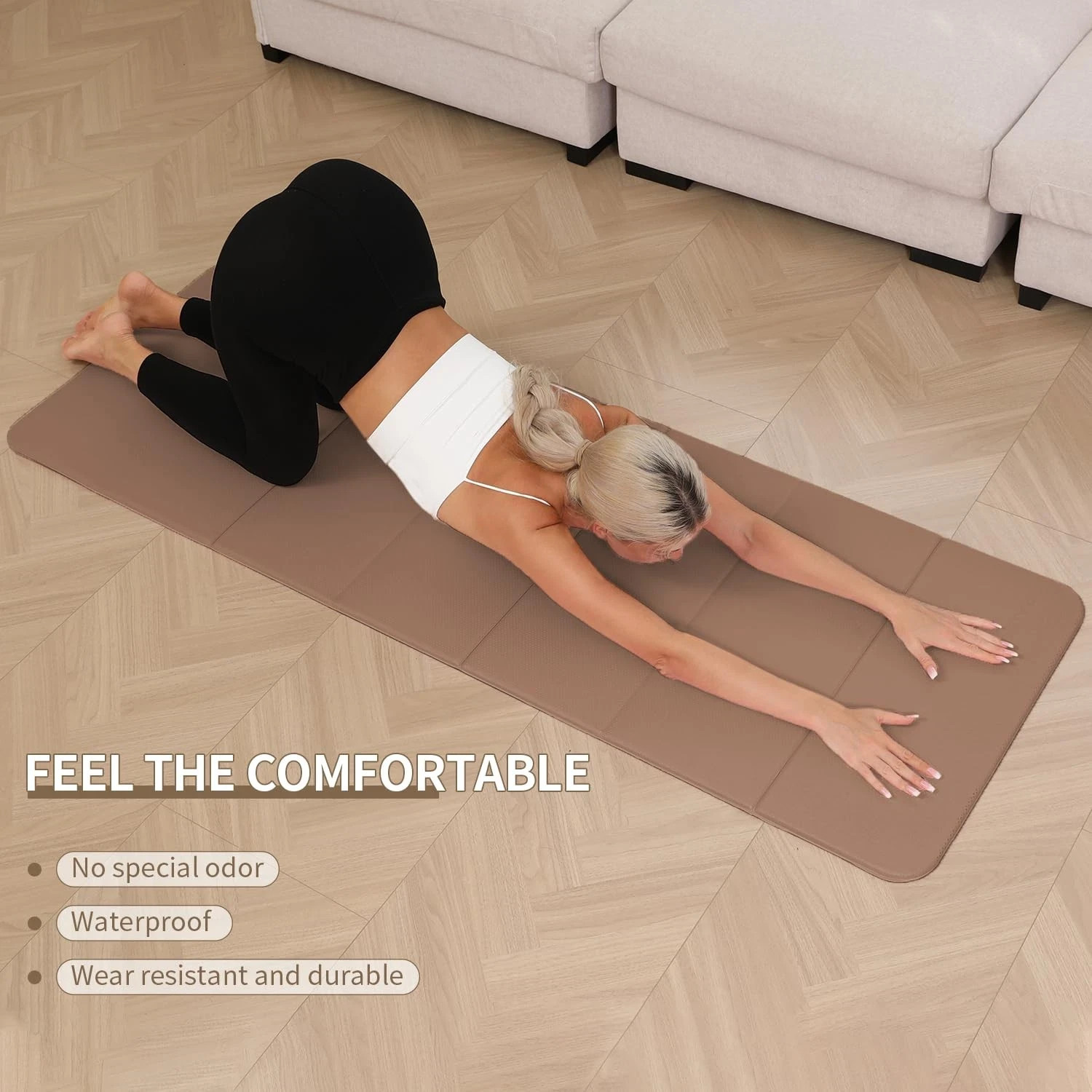 Foldable Yoga Mat – 10mm Extra Thick, 7526 Non-Slip Exercise Fitness Ma…
