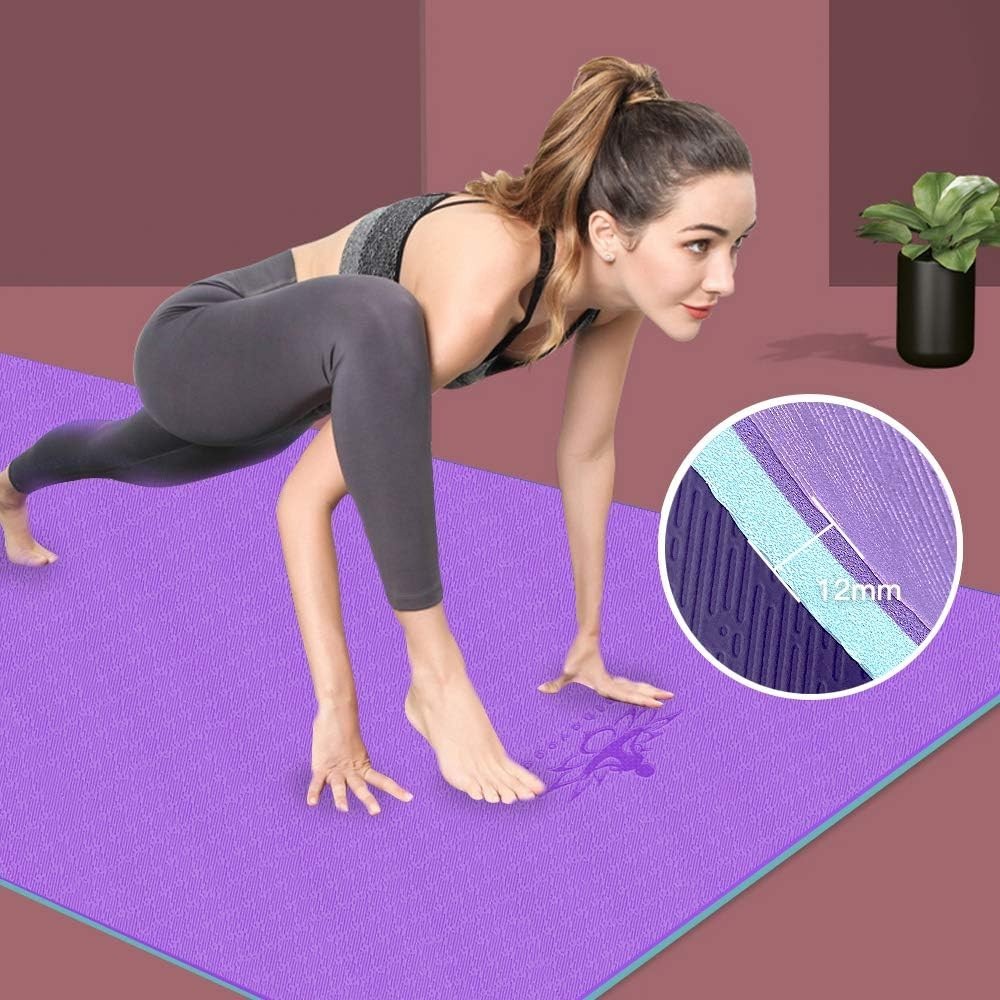 Hatha Yoga Mat Extra Thick TPE 72&Prime;x32&Prime; 1/2 Inch Thickness, Eco-Friendly