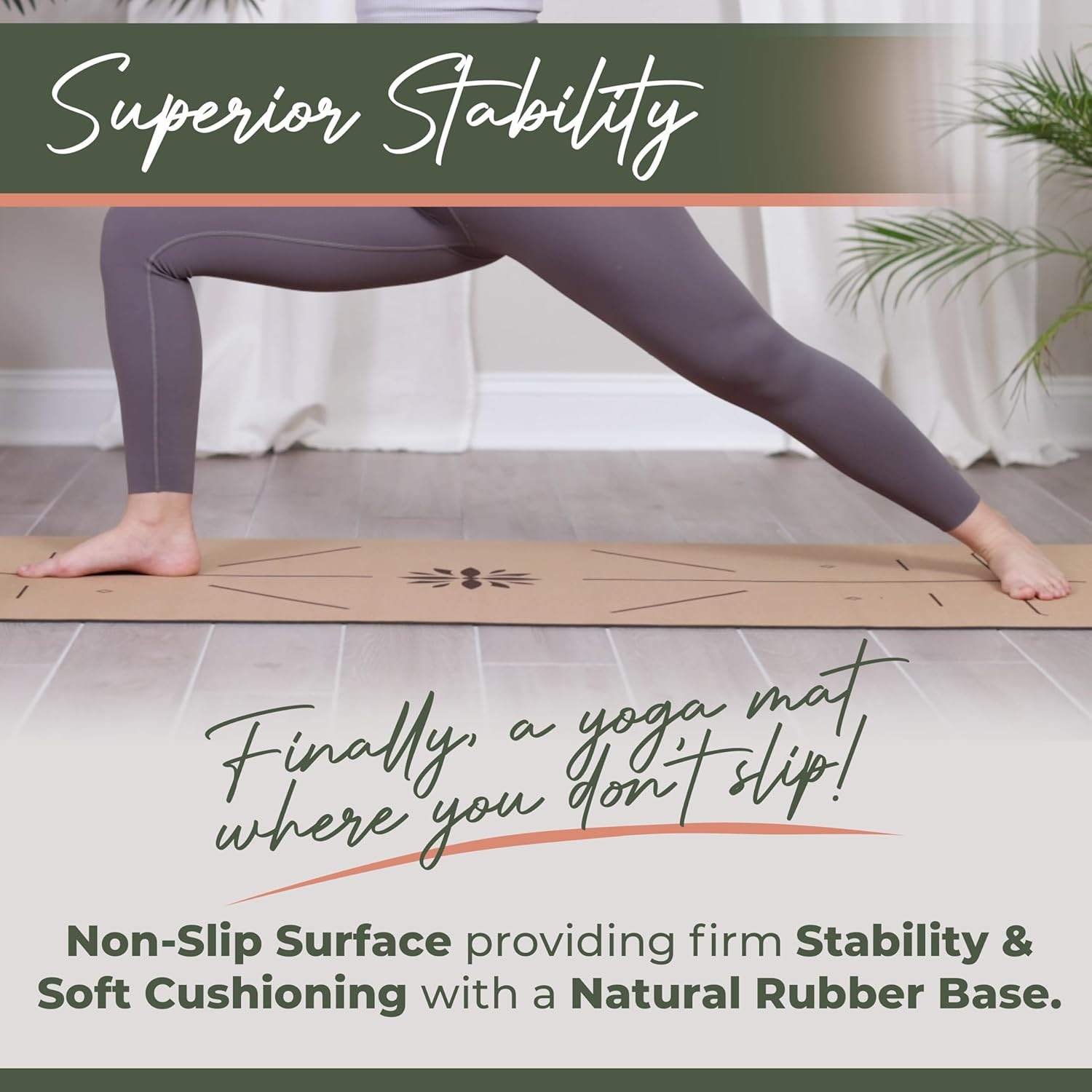 Premium Yoga Cork Mat | 5Mm Thick Natural Tree Rubber Base and Bigger Mat for Ex