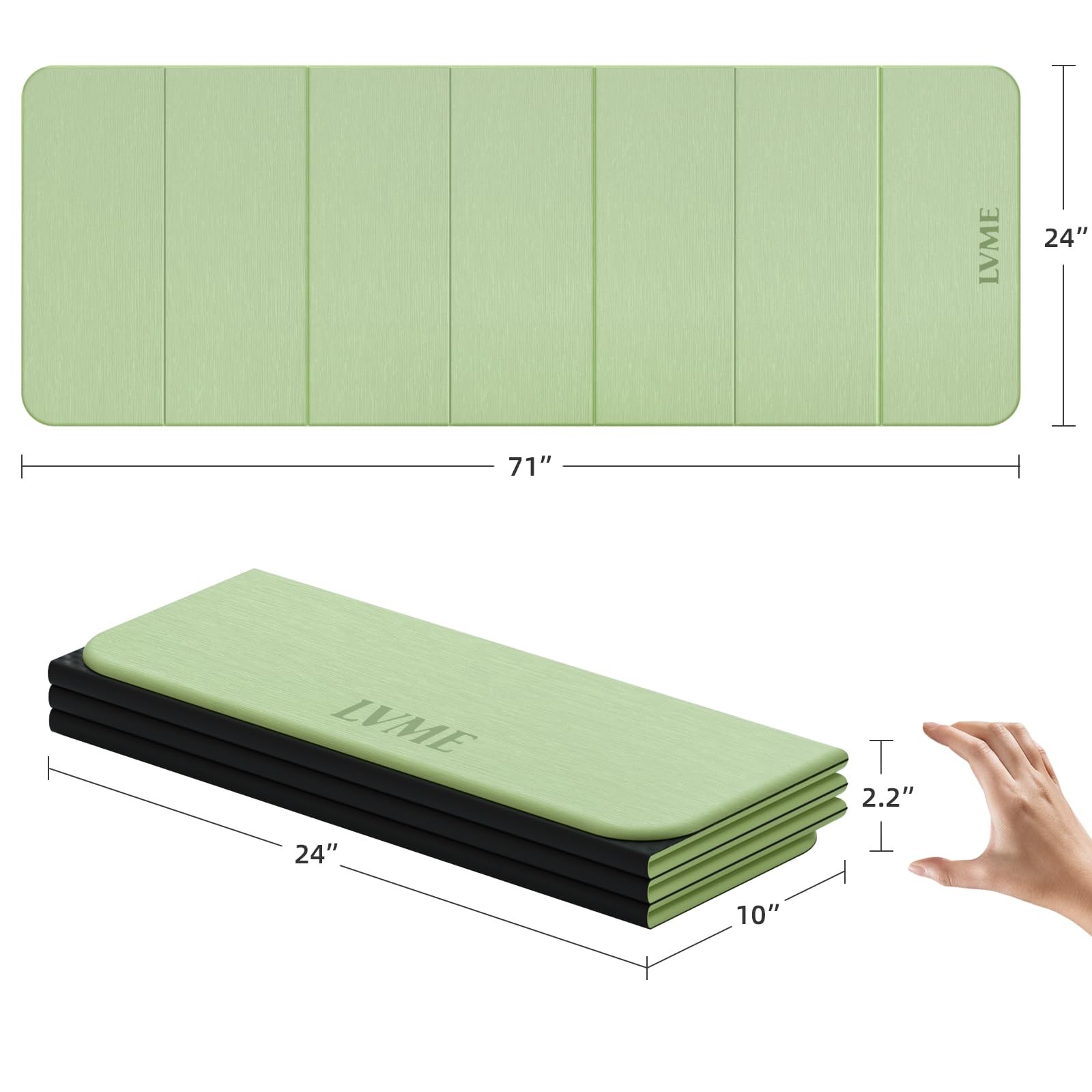 Foldable Yoga Mat 0.32 inches Thick(8mm), SGS Certified POE Material