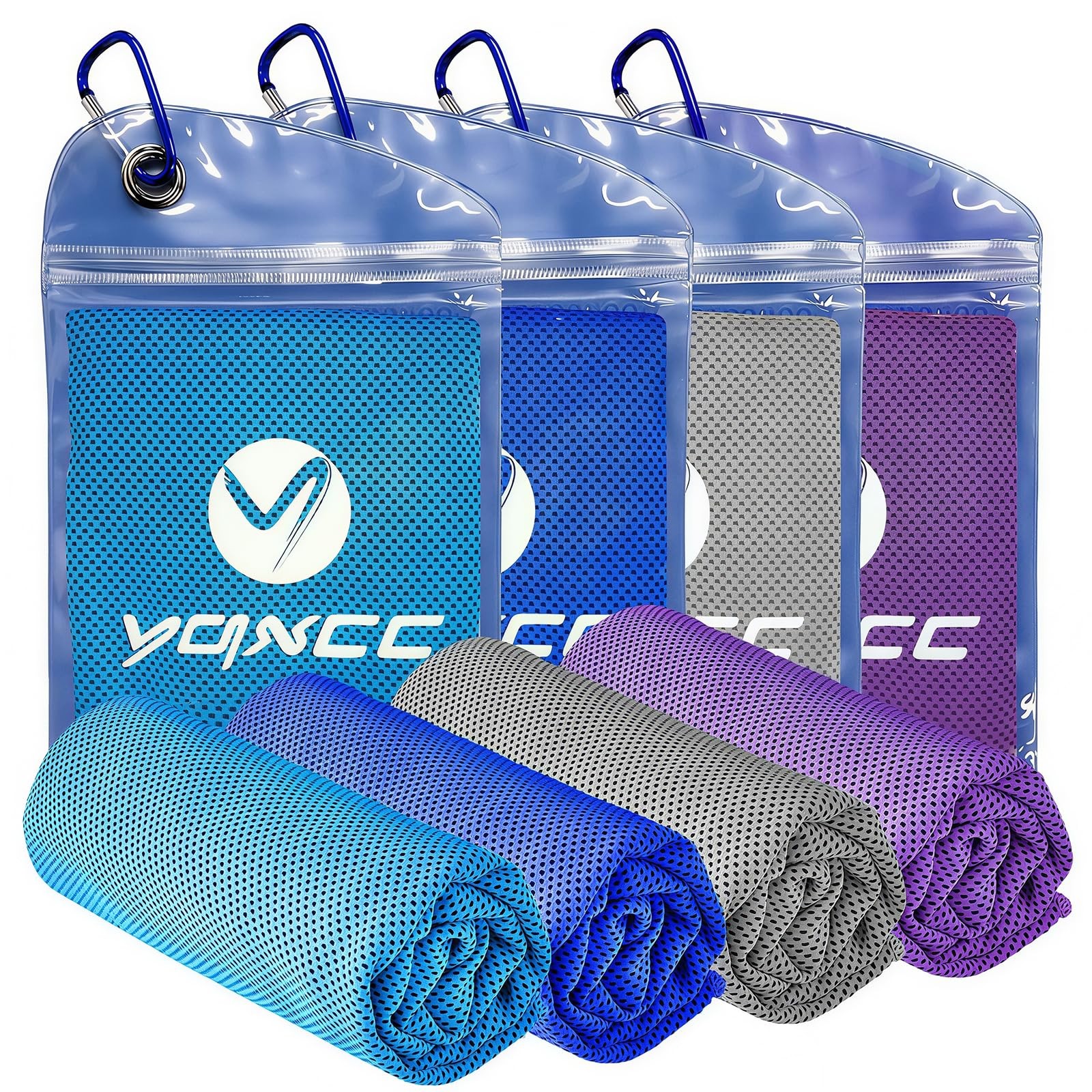 YQXCC 4 Pack Cooling 40&Prime; x 12&Prime;, Light Blue/ Dark Gray/ Purple