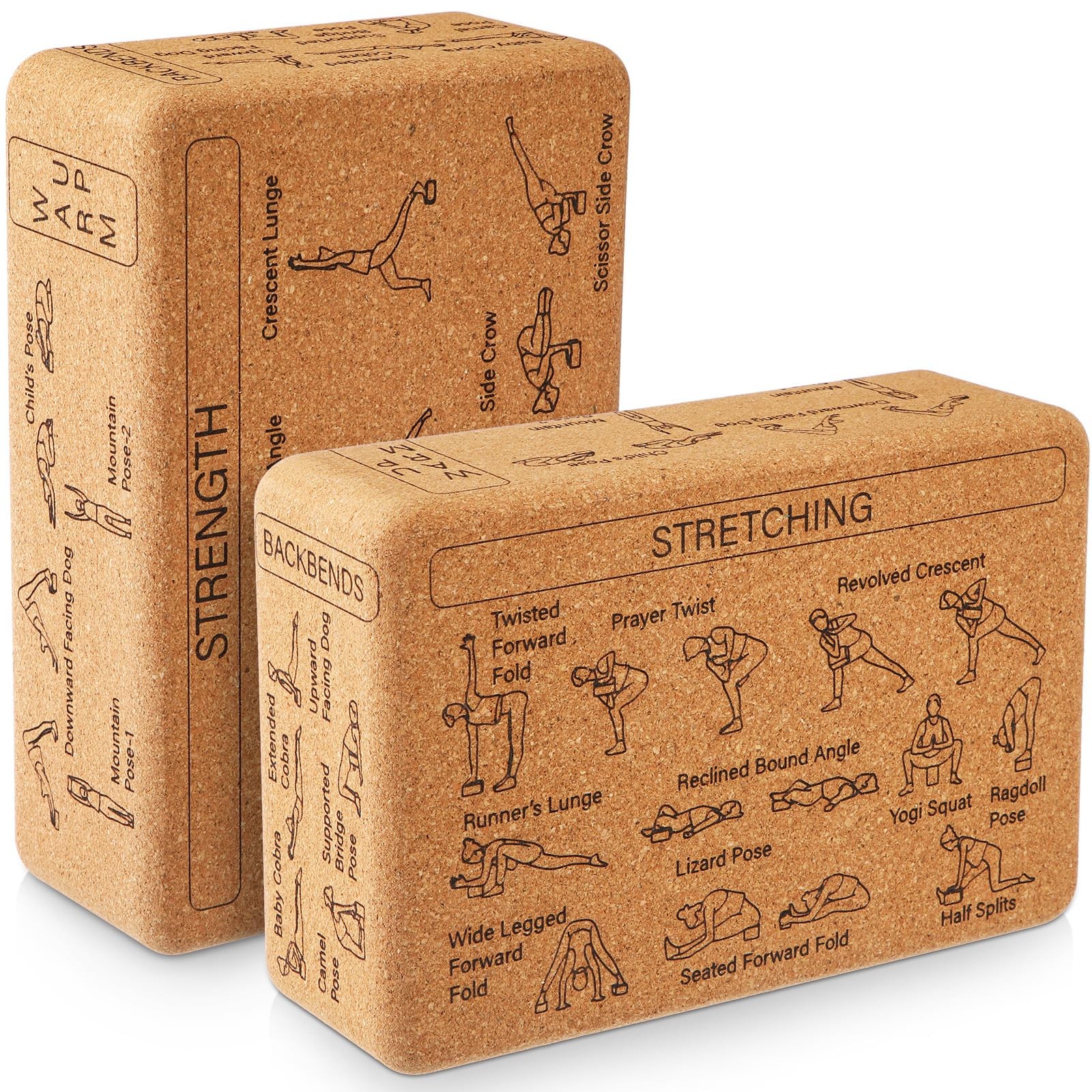 Halloscume Cork Yoga Blocks 2 Pack Yoga Poses Teaching Cork Blocks, Suitable …
