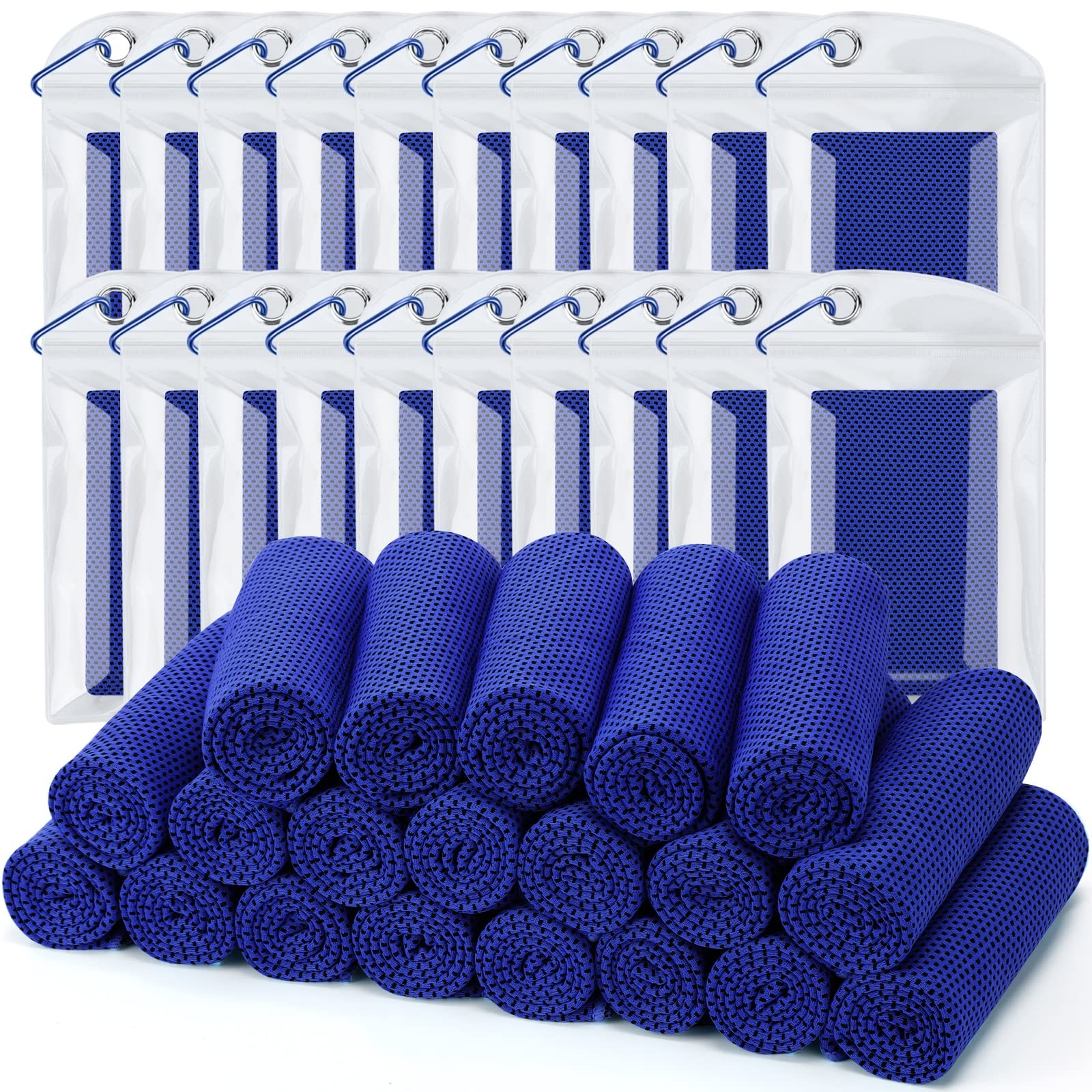 Biange Cooling Towel (Pack of 20, 40&Prime;x12&Prime;) with Pouches 40&Prime; x 12&Prime;, 20darkblue