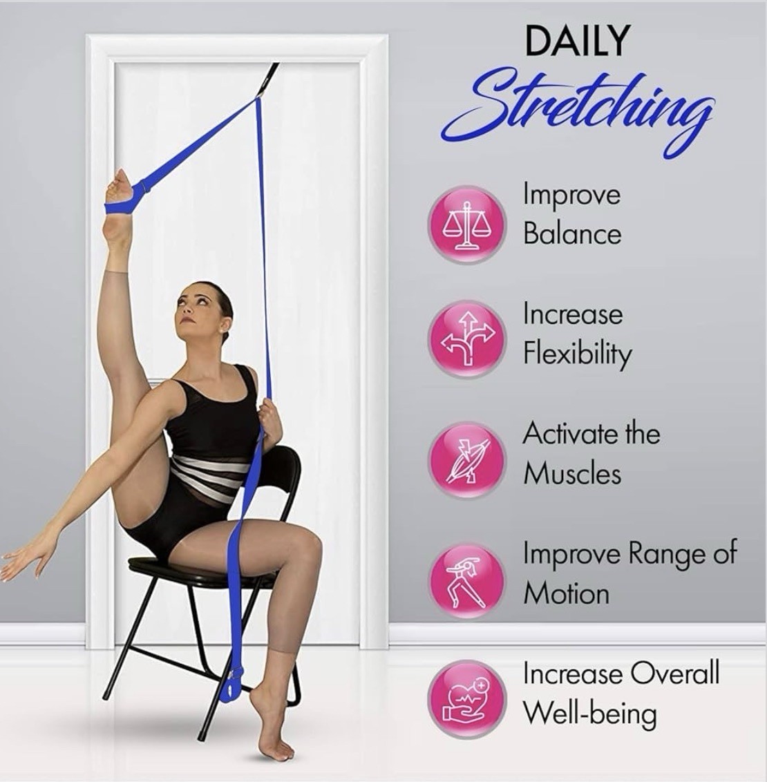 Stretching Strap With Door Anchor – Stretching Equipment Leg Flexibility