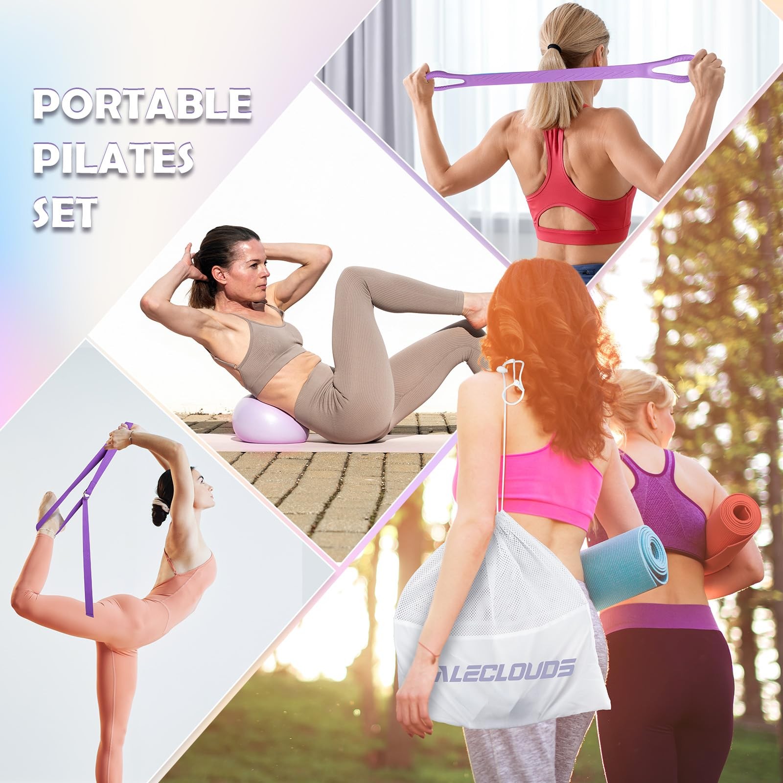 Pilates Ring Set for Women, 12&Prime; Pilates Ring and Ball Set with Resistance Ban…