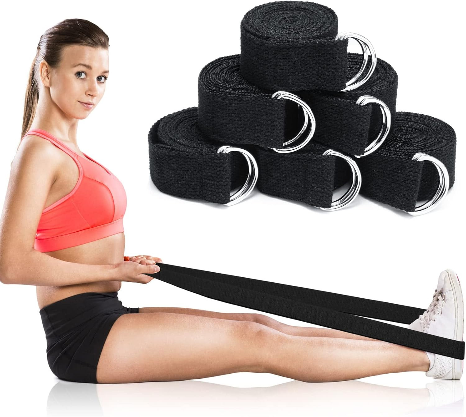 6 Pcs Yoga Strap for Stretching 8 Ft Yoga Exercise Adjustable Straps Bands with
