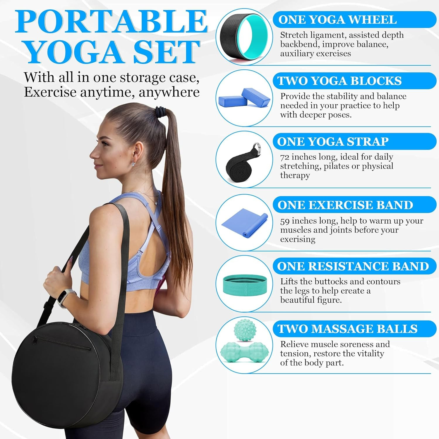 All in One Yoga Wheel Set, Soft Foam Roller Wheel for Back Pain & Stretching, Yo