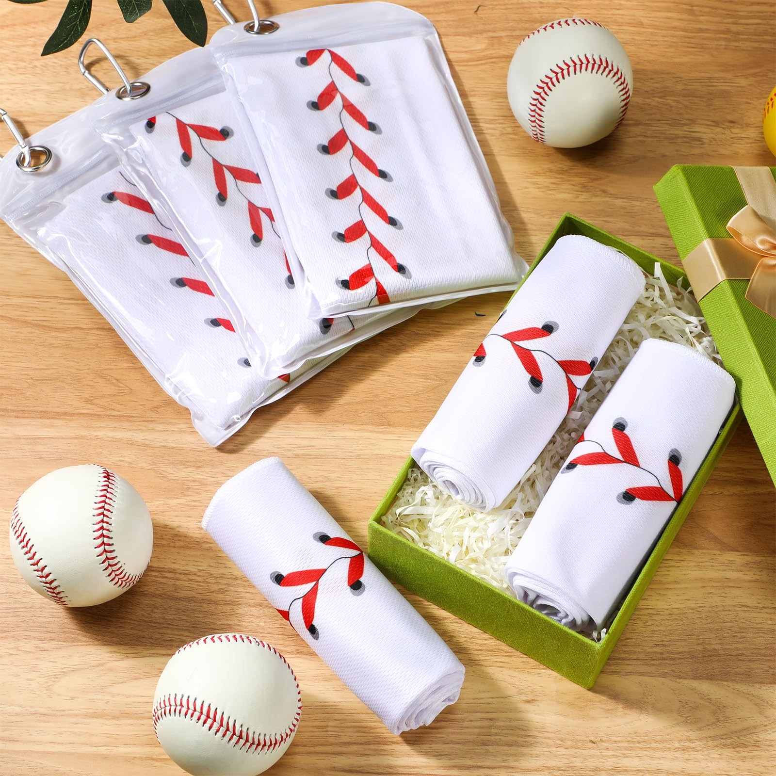Tegeme 12 Pack Mini Baseball Cooling Towels, 30&Prime;x9&Prime; 30&Prime; x 9&Prime;, White