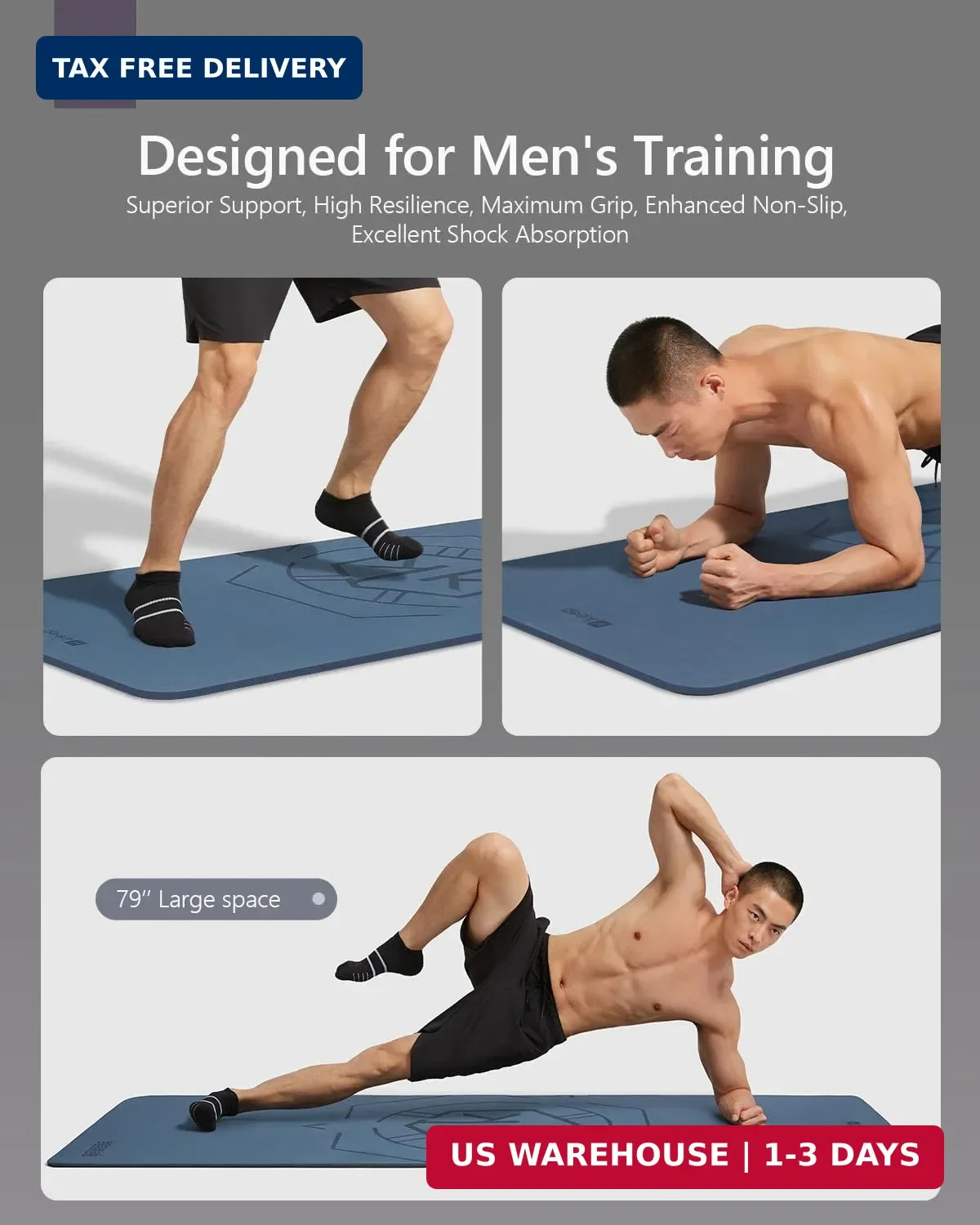 KEEP Extra Wide & Long Yoga Mat for Men, 79&Prime;x39&Prime;x7mm Thick, Non-Slip TPE Exercis