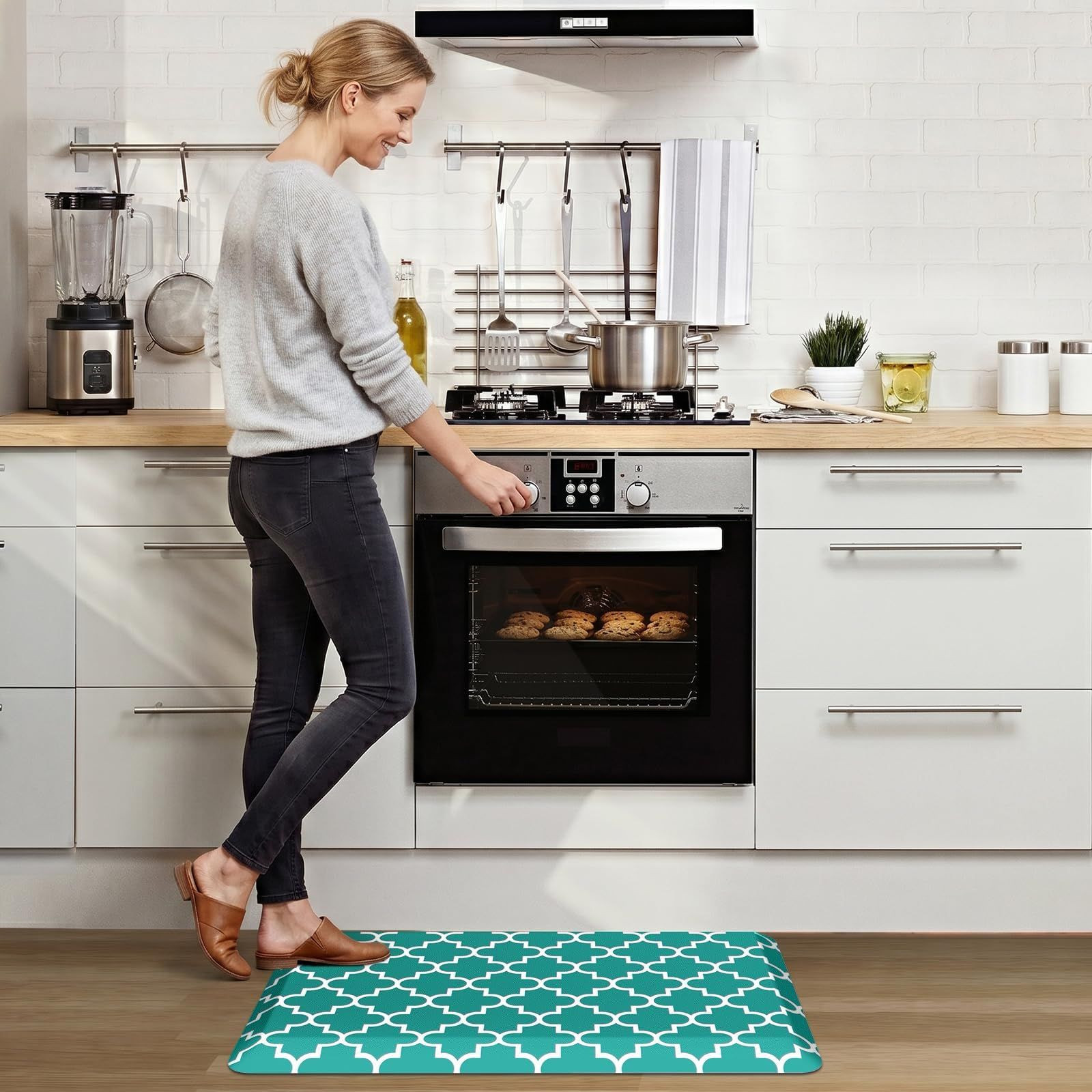 WISELIFE Anti Fatigue Floor Mat – 4/5 36&Prime;L x 22&Prime;W x 0.8&Prime;Th, Stylish Green
