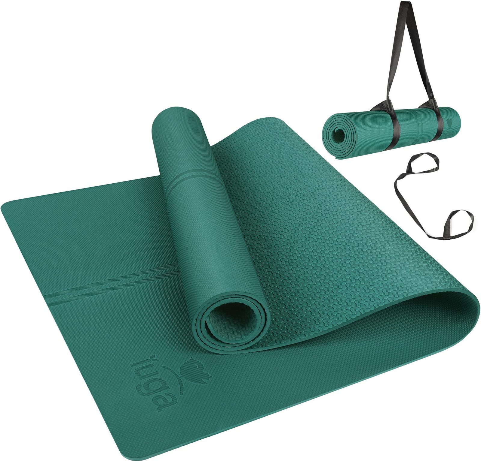 Eco Friendly Yoga Mat with Alignment Lines, Carry Strap, Non Slip TPE Yoga Ma…