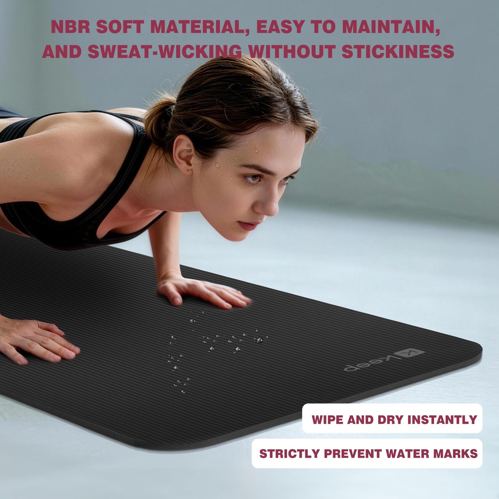 KEEP Extra Thick NBR Yoga Mat for Women & Men, 10mm Thick, 72”x24” L